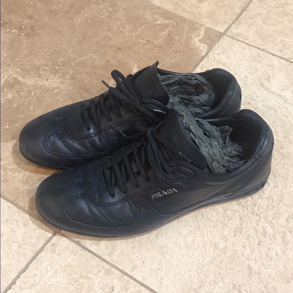 Black Leather Prada Sneakers - Picture 5 of 6